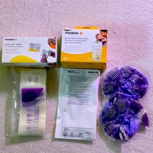 Breast Milk Storage Bags, Quick Cleaning Wipes, 3 in 1 Breast Therapy Set